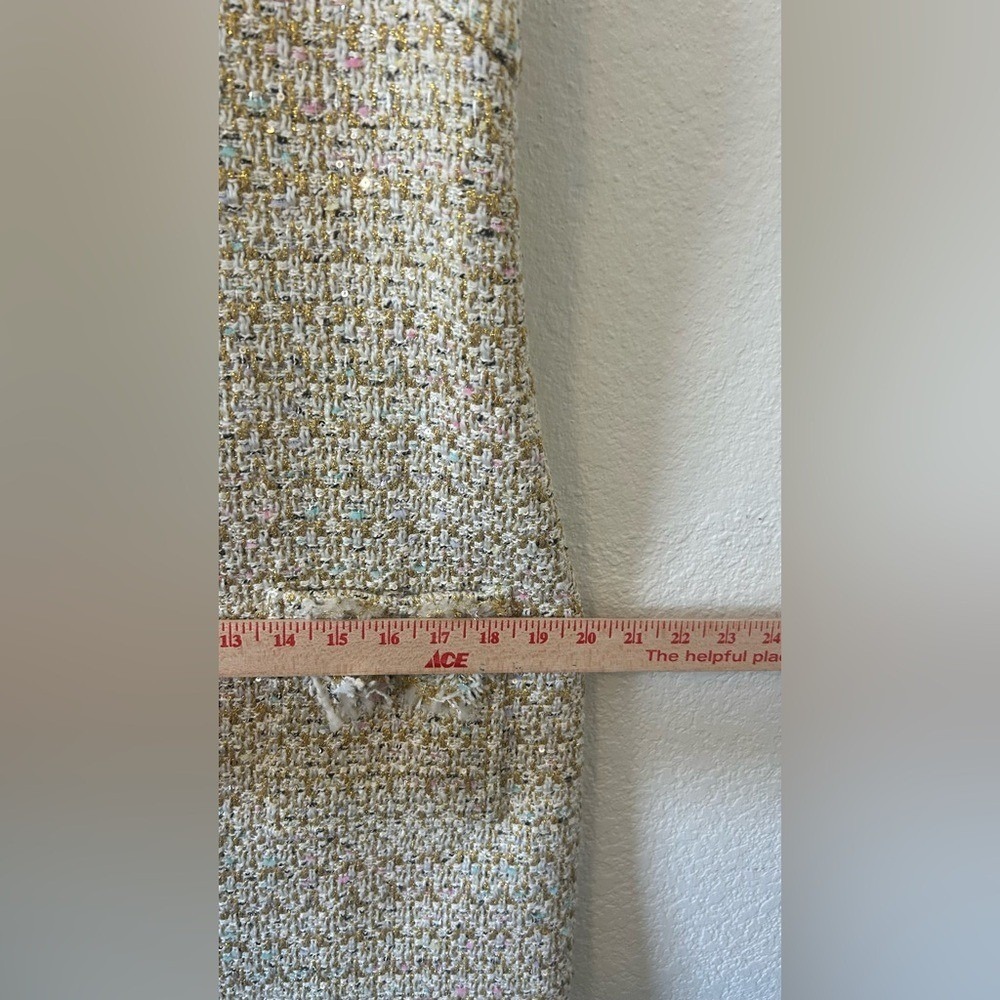Julie Brown NWT Tweed Shift Dress –Ivory Textured Sleeveless Mini Sz 10 - Picture 11 of 12